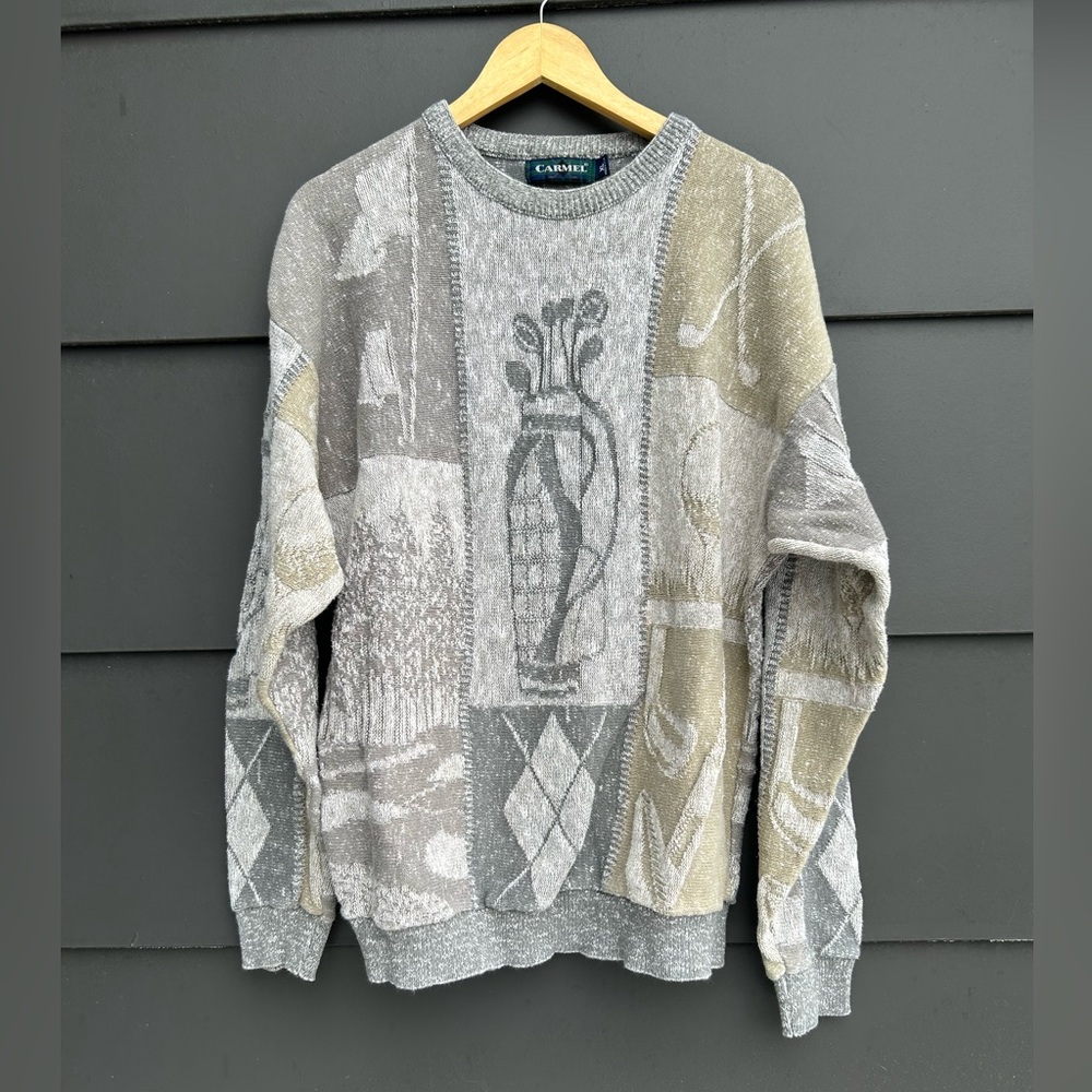 Vintage Oversized Grandpa Sweater - Golf Theme - XL - Picture 3 of 6